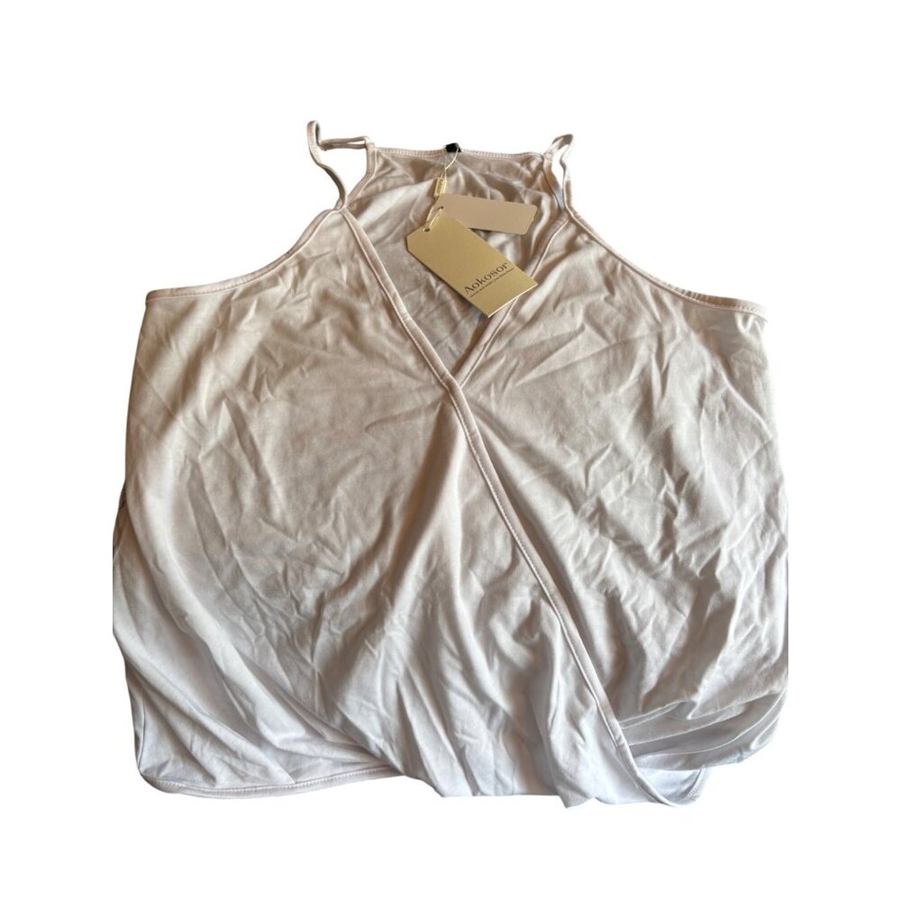 Aokosor nwt Womens White Sleeveless Wrap Tank Top S